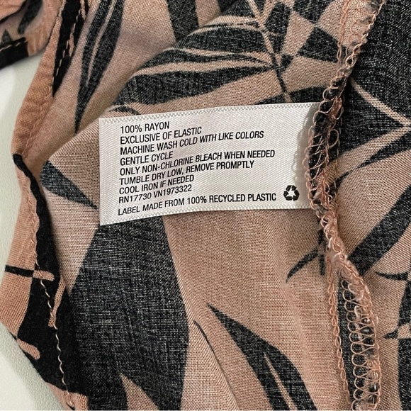 Wild Fable Smocked Midi Beach Dress Tropical Palm Print Clay Black XS - Picture 12 of 12